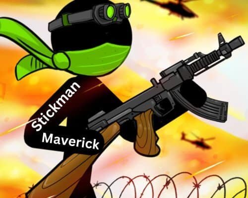 A stick man holding a gun. this game is fall in  Fighting Games Unblocked